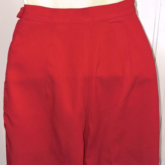 Vintage 60s Bobbie Brooks Red Denim High-Waisted Capri Pants - Picture 7 of 8